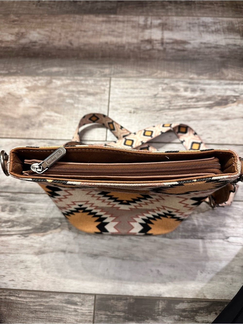 Wrangler Tan & Yellow Aztec Crossbody Bag with Multi Strap - Picture 8 of 14